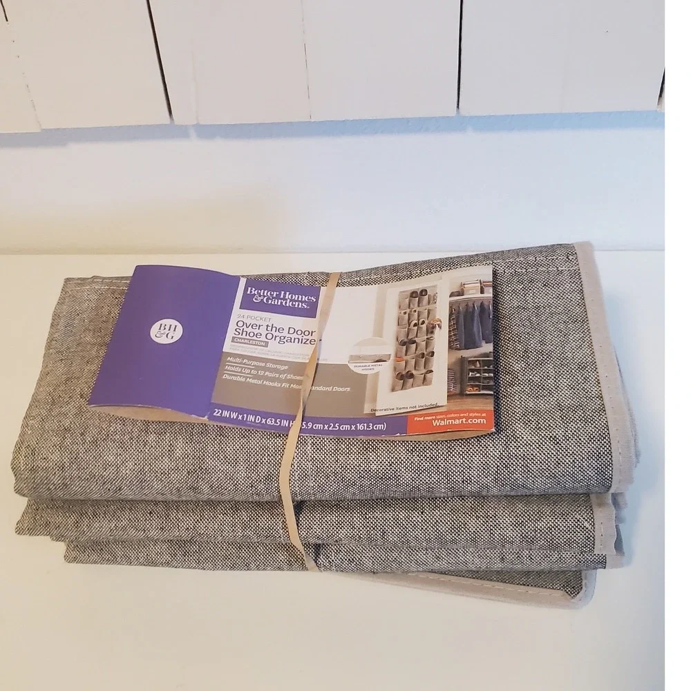 Better Homes & Gardens 24 Pocket Over the Door Shoe Organizer Charleston Gray